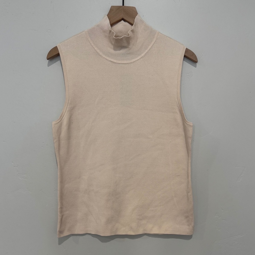 NWT Chico's Sleeveless Mock Neck Silk Blend Sweater Tank Cream Minimal XL Size 3
